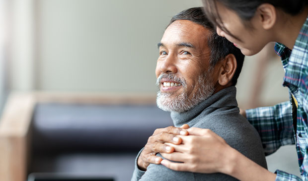 Man and woman smiling